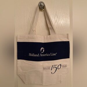 HOLLAND AMERICA LINE 150 YEARS LIMITED EDITION NAVY / CREAM CANVAS TOTE BAG
